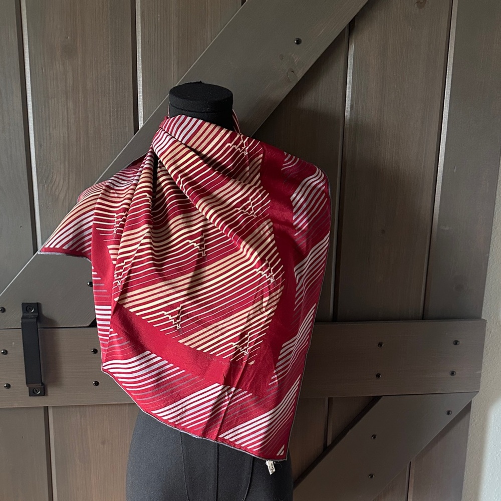 Louis Vuitton Red and Gold Striped Scarf